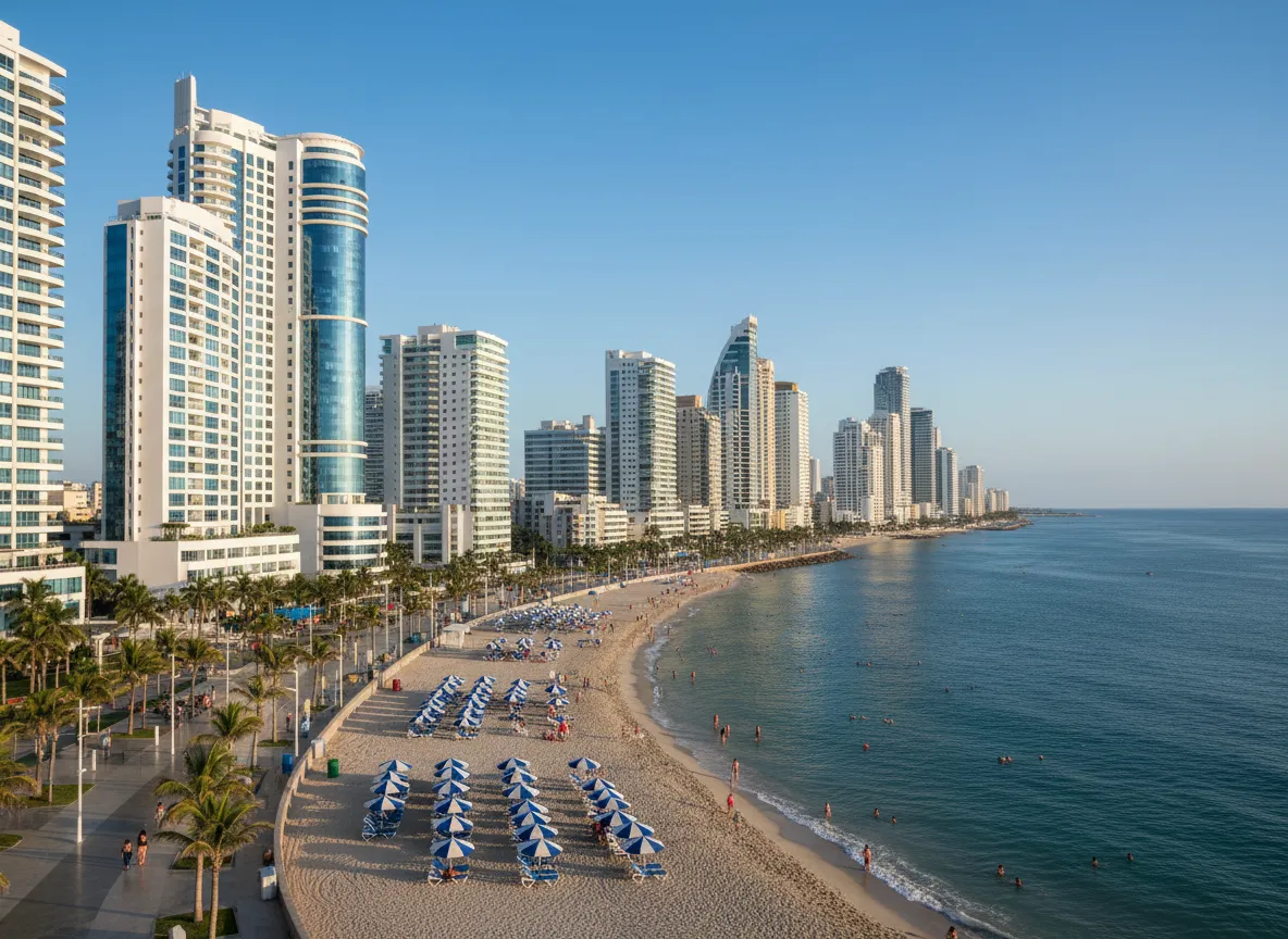 Edificios y playa de Bocagrande Cartagena